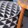 Tribal Bohemian Decor Floor Cushion Pouf pattern black gold white 8