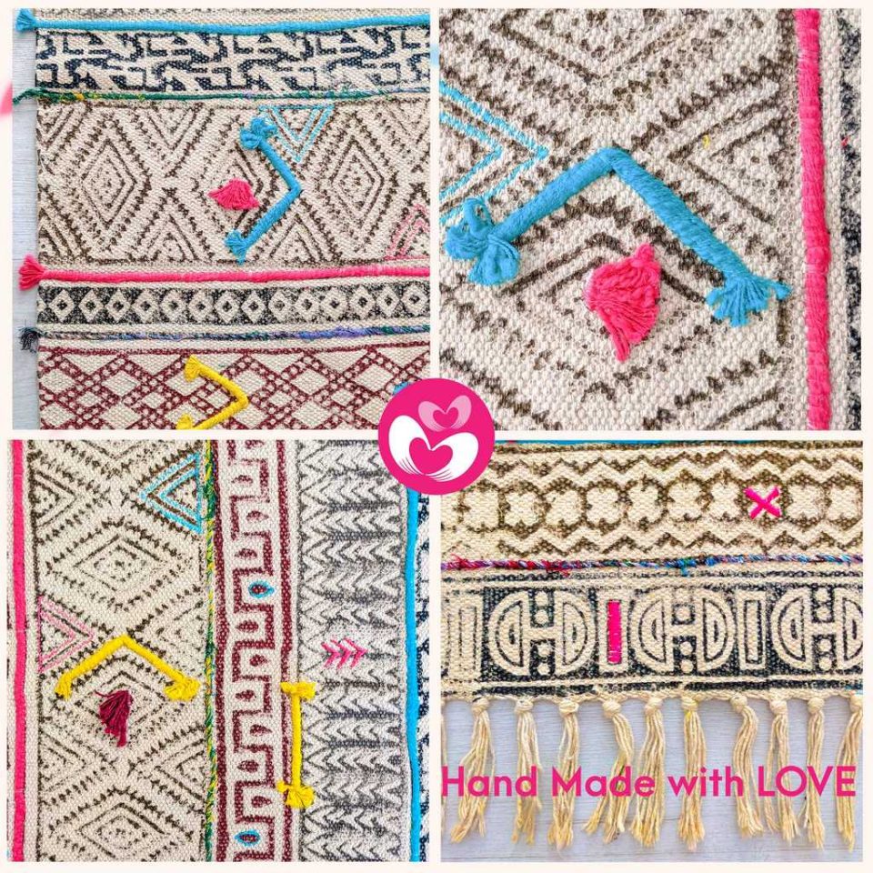 Bohemian Rug with Hand Embroidery